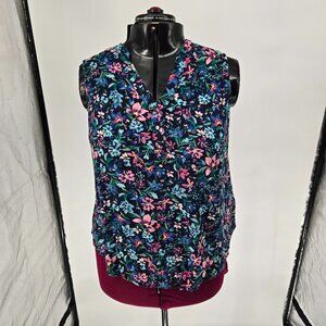 6125-12 Torrid Harper Navy Floral Rayon Sleeveless blouse Top SIZE 1 14/16